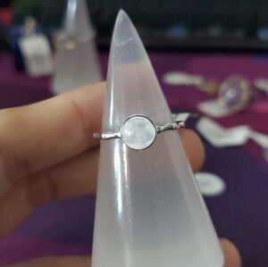 Rainbow Moonstone S295 Sterling silver Adjustable Ring